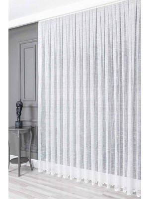 Evdepo Home Kullanıma Hazır Ekstraforlu Pilesiz Tül Perde Tek Kanat - Ekru 100 x 250 cm