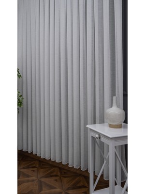 Evdepo Home Kullanıma Hazır Ekstraforlu Pilesiz Keten Tül Perde Tek Kanat - Ekru 130 x 270 cm