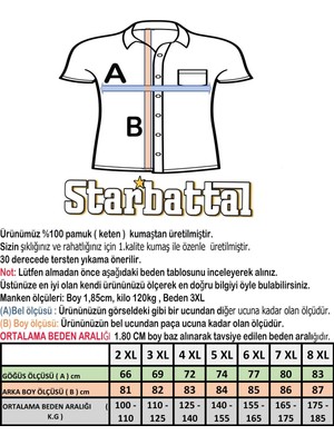 Starbattal Büyük Beden Gömlek Hakim Yaka Kısa Kol Siyah 22309