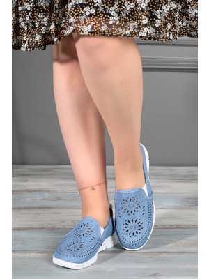 Woggo Msr Kot Lazer Desenli Günlük Kadın Spor Ayakkabı Mavi