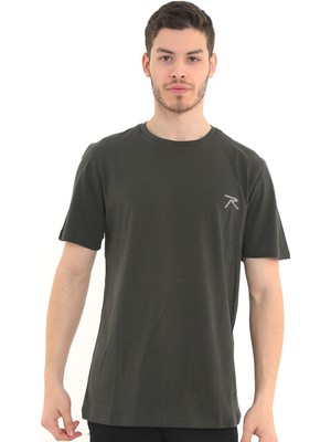 Raru Erkek %100 Pamuk T-Shirt Gravıs Yeşil