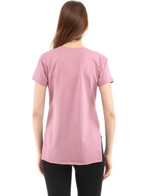 Raru Kadın %100 Pamuk T-Shirt Fragum Pembe