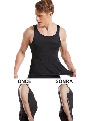 TangModa Erkek Korse Atlet Siyah Bel Korsesi Toparlayıcı 2 Beden Inceltici Korse Atlet