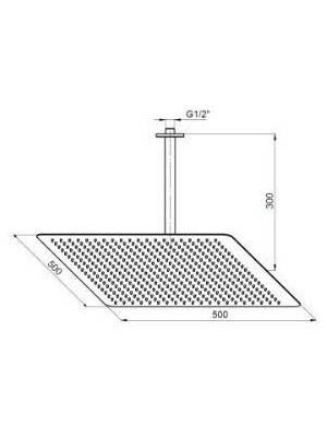 Gpd Ankastre Duş Başlığı Kare Slim Metal 50X50 cm ADS25