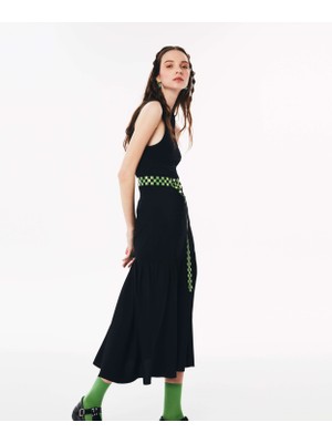 Twist Asimetrik yaka elbise TS1220002446001