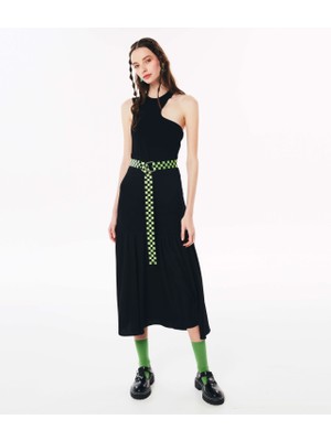 Twist Asimetrik yaka elbise TS1220002446001