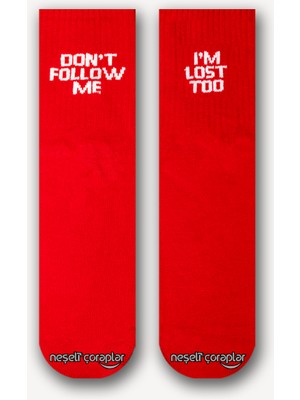 Neşeli Çoraplar Kırmızı Don't Follow Me Atletik Kadın Çorap