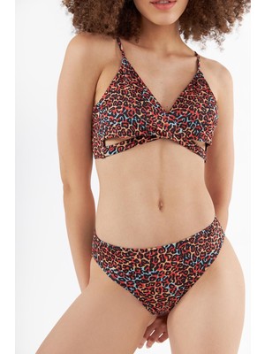 Loya Renkli Leopar Tek Alt Bikini