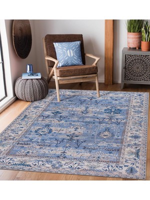 Marsa Halı Şönil Dokuma Pamuk Taban Halı Kilim Yolluk Dekoratif Dijital Baskı Halı Yıkanabilir 80 x 300 cm