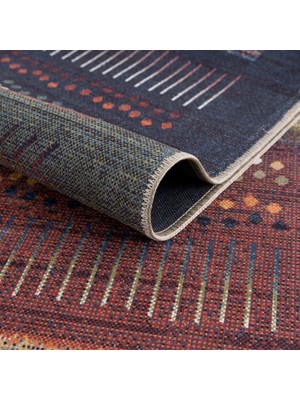 Marsa Halı Şönil Dokuma Pamuk Taban Halı Kilim Yolluk Dekoratif Dijital Baskı Halı Yıkanabilir 100 x 200 cm