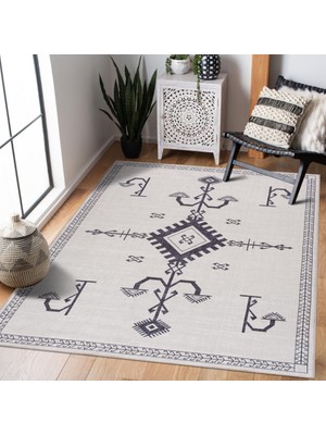 Marsa Halı Şönil Dokuma Pamuk Taban Halı Kilim Yolluk Dekoratif Dijital Baskı Halı Yıkanabilir 120 x 250 cm