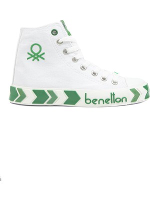 Benetton | BN-30621-3374 Beyaz Yesil - Kadın Spor Ayakkabı