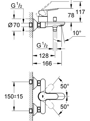 Grohe Start Edge Tek Kumandalı Banyo/duş Bataryası 1/2 İnç