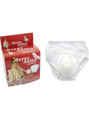Beyaz Aslan 5 - 8 Yaş Arası Arabalı Kasık Koruyuculu Sünnet Külodu