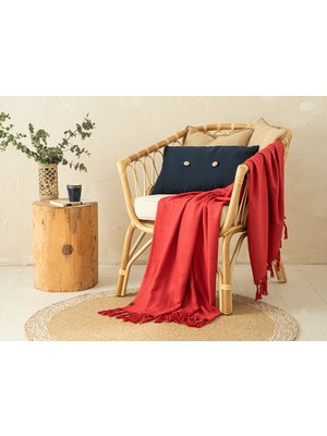 English Home Palmier Modal Koltuk Şalı 130 x 160 cm Nar Çiçeği