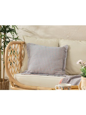 English Home Rozaline Dolgulu Kırlent 45 x 45 cm Mavi - Yavruağzı