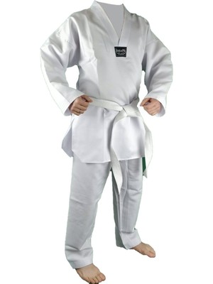Dragon 10012 Fitilli Kumaş Beyaz Yaka Taekwondo Elbisesi
