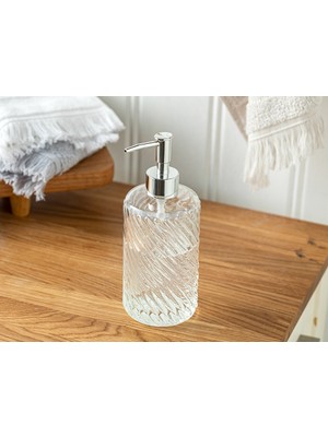 English Home Stripy Banyo Sıvı Sabunluk 8x20 cm Şeffaf