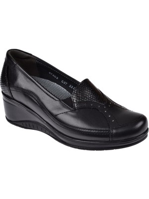 Forelli  Deri Dolgu Taban Kadın Ayakkabı FOR-57603   Siyah