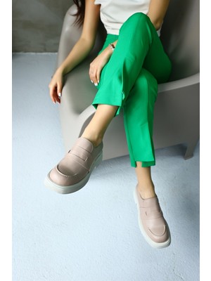 Nilufarr Retro Nude  Deri Kadın Casual Ayakkabı