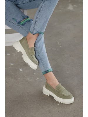 Nilufarr Matilda Avakado Süet  Deri Kadın Loafer