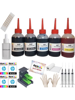 Duruink Hp Deskjet 2633 Için Kartuş Dolum Seti Renkli ve Siyah 5 Li Set 5X100ML Mürekkep