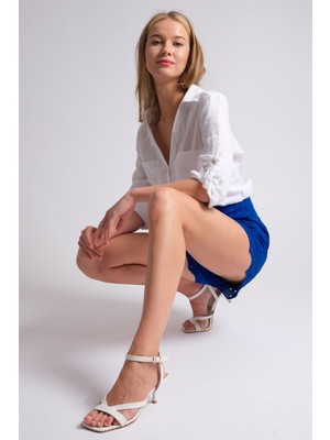 Mio Gusto Elena Beyaz Renk Kadın Topuklu Sandalet Ayakkabı