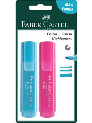 Faber-Castell Bls. Fosforlu Kalem 46 Pastel 2'li Mavi-Gül