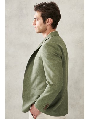 Altınyıldız Classıcs Erkek Yeşil Slim Fit Dar Kesim Mono Yaka Desenli Ceket