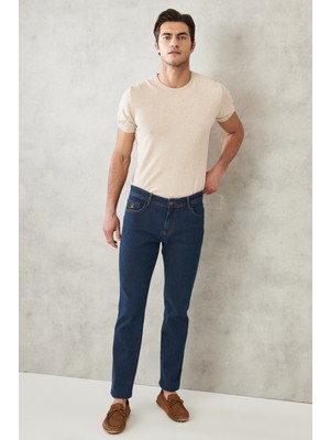 Altınyıldız Classics 4A0122200014 Normal Bel Slim Fit Düz Mavi Erkek Denim Pantolon