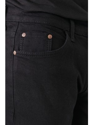 AC&Co / Altınyıldız Classics Erkek Siyah Slim Fit Dar Kesim Esnek Denim Jean Kot Pantolon