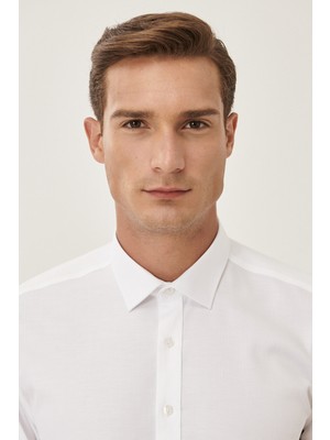 Altınyıldız Classıcs Erkek Beyaz Beyaz Ütü Gerektirmeyen Non-Iron Tailored Slim Fit Gömlek