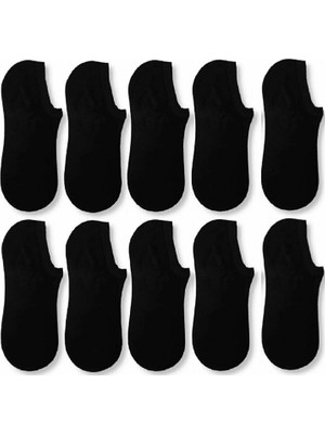 Paldies 10 Çift Erkek Pamuklu Görünmez Sneakers Düşük Kesim Bilek Çorap Siyah