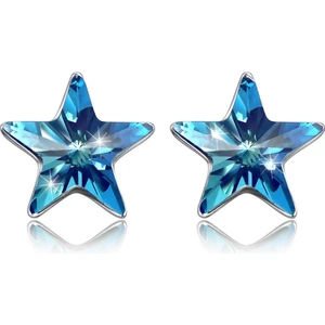 925 Ayar Gümüş Yıldız Küpe Kadınlar Için Mavi Kristaller Swarovski Saplama Küpe Gümüş 925 Takı Küçük Küpe | Saplama Küpe(Yurt Dışından)