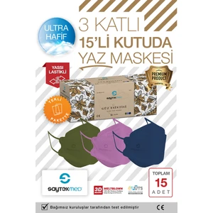 Saytekmed Güz Esintisi Maske, Meltblown Filtre, Özel Tasarım ve Renkler (1 Kutu/15 Adet)