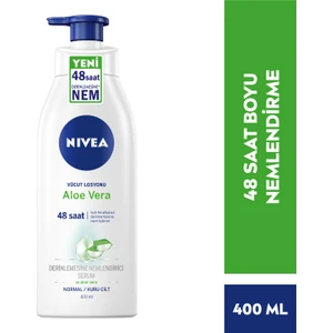 NIVEA Aloe Vera Vücut Losyonu 400ml, Normal / Kuru Ciltler için, Derinlemesine Nemlendirici Serum ve Aloe vera ile 48 Saat Vücut Nemlendirme