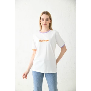 Beyaz Baskılı Regular Fit T-Shirt