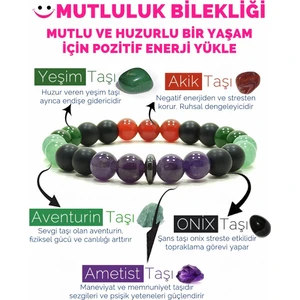 Mutluluk Bilekliği Akik Yeşim Aventurin Ametist Oniks Doğal Taş Bileklik Berlin