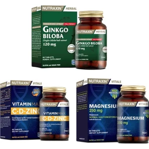 Ginkgo Biloba 60 Tablet + Vitamin Max (C,D,Zinc)60 Tablet + Magnesium 60 Tablet