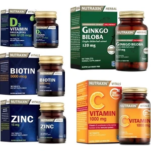 Ginkgo Biloba 60 Tablet + Biotin + C Vitamini +D3 Vitamini Ve Çinko Takviyesi