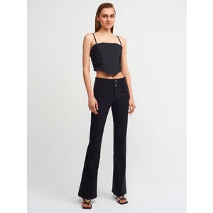 20129 Büzgülü Detaylı Crop Top-Siyah