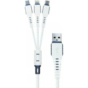 Data Cable XS-013 Çoklu Şarj Kablosu 3 Uçlu Apple iPhone, Microusb, Type-C Uyumlu Çoklu Şarj Kablo