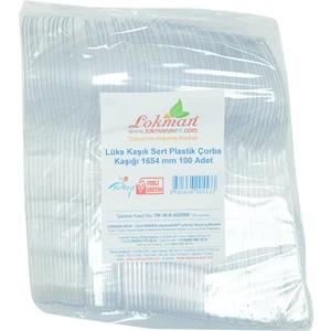 Lokmanavm Lüks Kaşık Sert Plastik Çorba Kaşığı 1654 mm Şeffaf 100 Adet 1 Paket