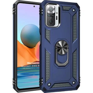 Xiaomi Redmi Note 10 Pro Max Kılıf Military Ring Holder Lacivert