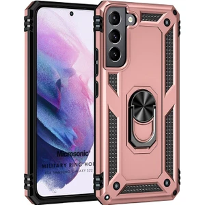 Samsung Galaxy S22 Kılıf Military Ring Holder Rose Gold