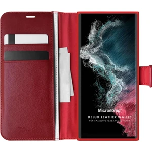 Samsung Galaxy S22 Ultra Kılıf Delux Leather Wallet Kırmızı