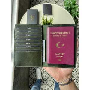 911 Hakiki Deri Isme Özel Pasaport Kılıfı