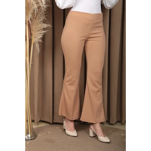 Kadın Bej Ispanyol Paça Kumaş Pantolon