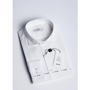 SALVE Pamuk Slim Fit Premium Serisi Italyan Yaka Ekru Gömlek 22120