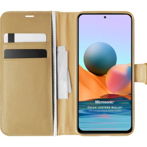 Xiaomi Redmi Note 10 Pro Max Kılıf Delux Leather Wallet Gold